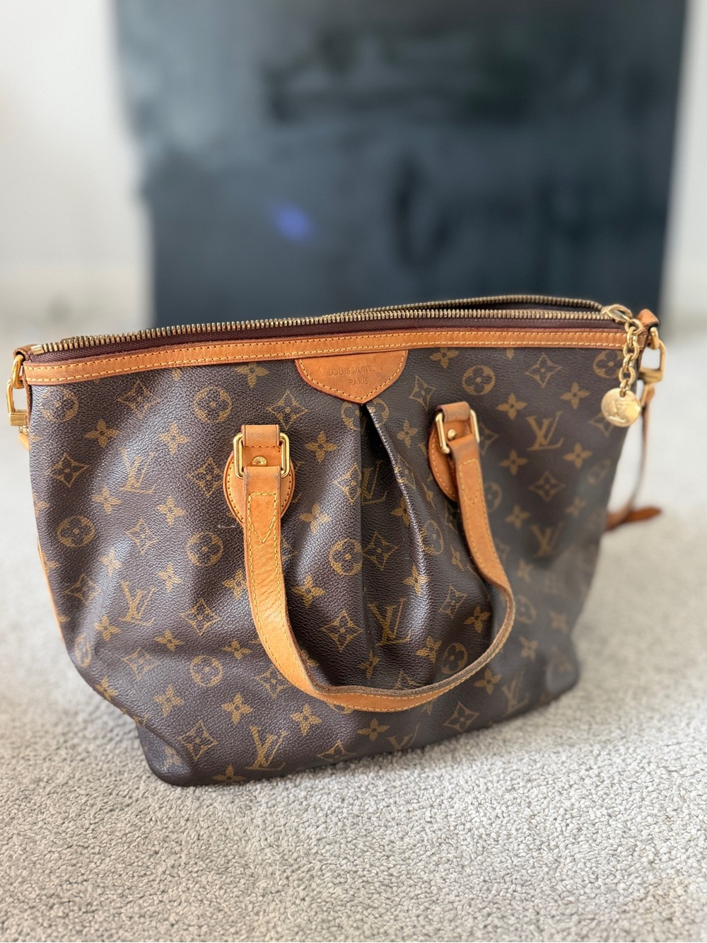 Louis Vuitton Monogram Canvas Tote in Brown with Tan Leather Trim